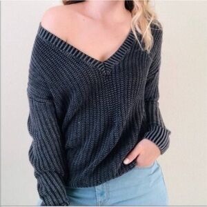 Love PINK VS Forenza Black Off-the-Shoulder Chunky Knit Sweater NWOT